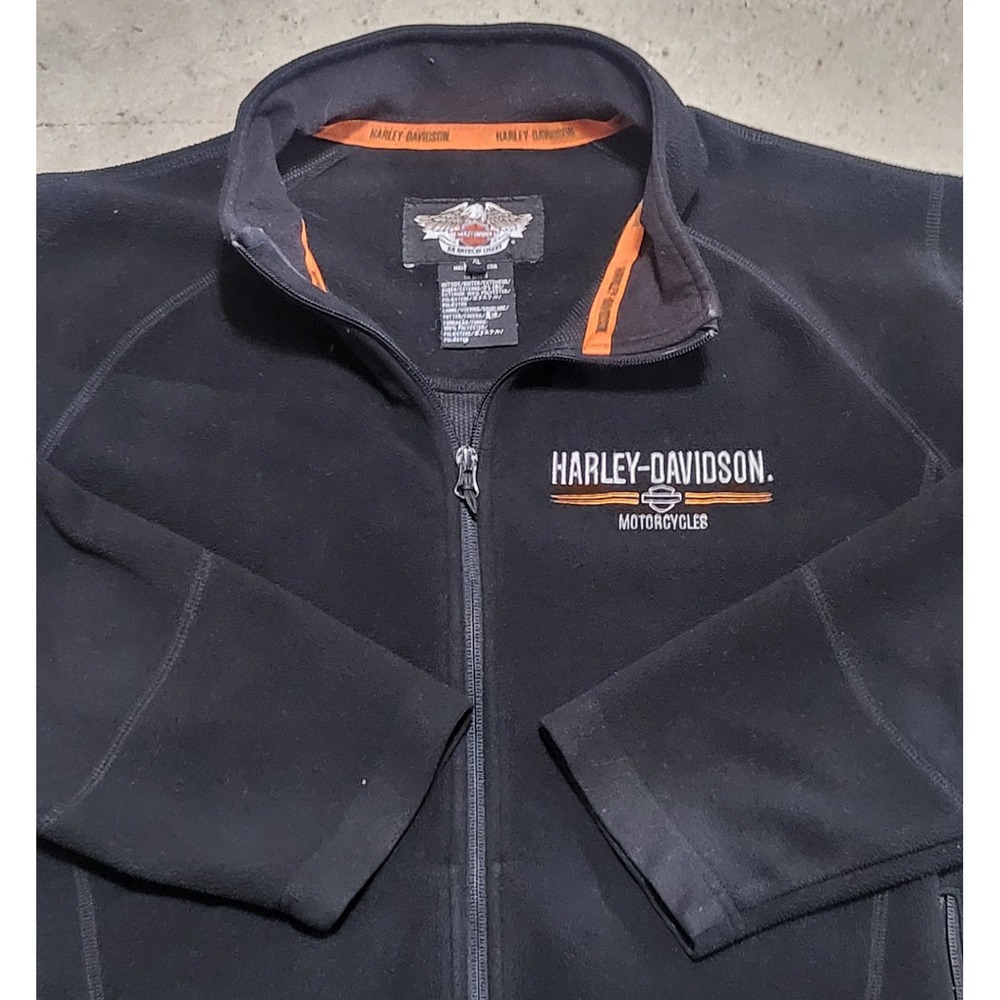 Mens Harley Davidson Detour Windproof Fleece Jacket Zip Up XL Black 98538-08VM